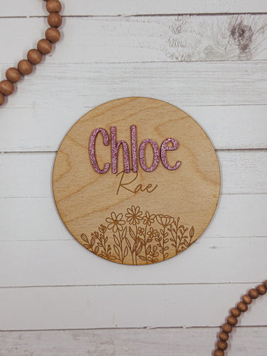 Birth Announcement Sign, Wildflower Baby Announcement Sign, Baby Name Announcement Sign, Unique Baby Name Sign, Personalized Baby Name Sign